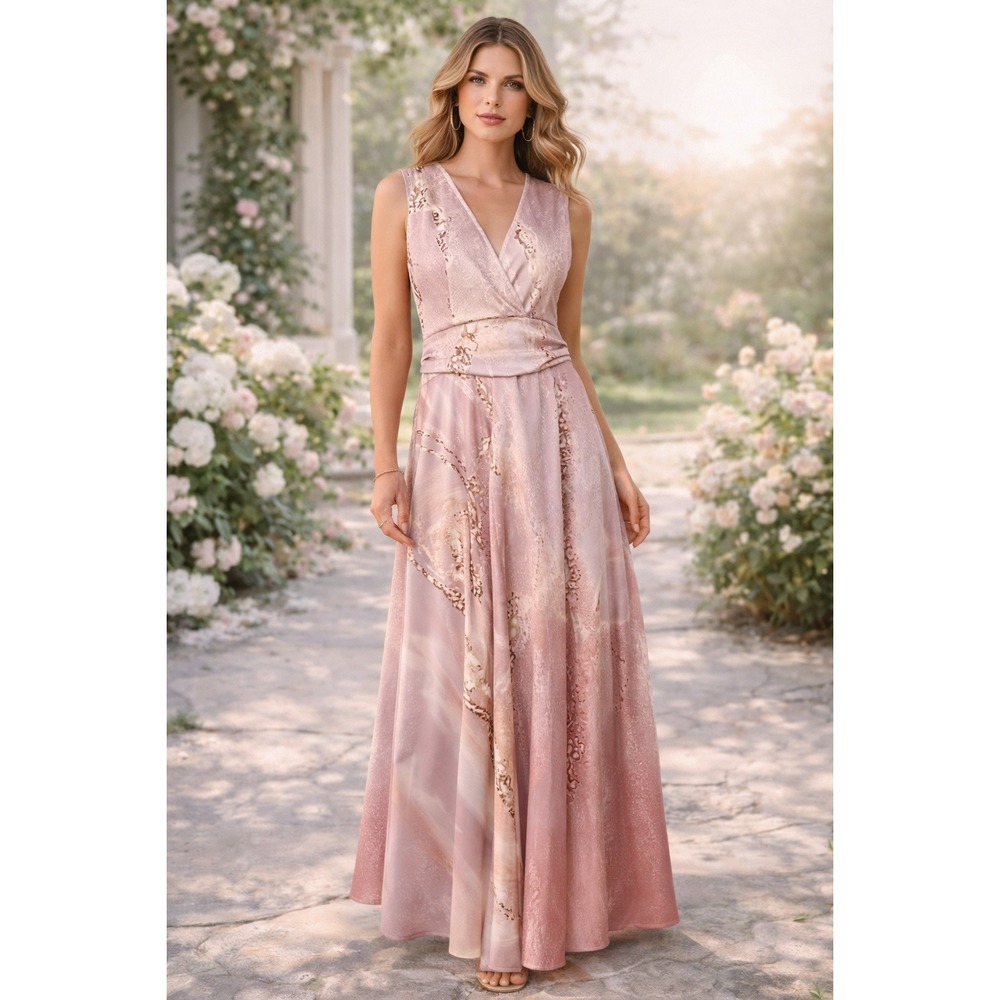 Elegant Pink Floral Maxi Dress - Brand
